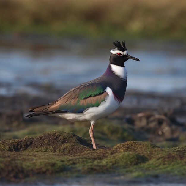 a bird with a green and white head and a white head