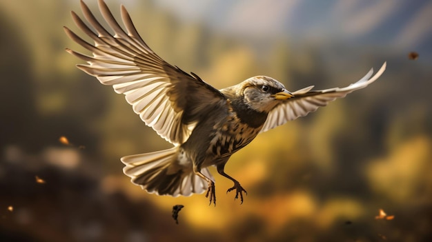 長いくちばしを持つ鳥が空を飛んでいます