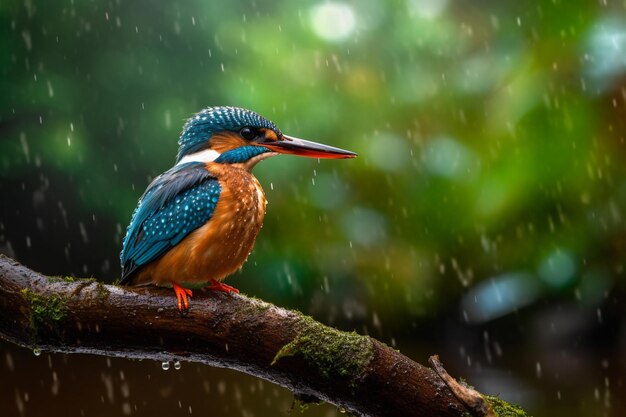 a bird with a long beak is standing on a branch.