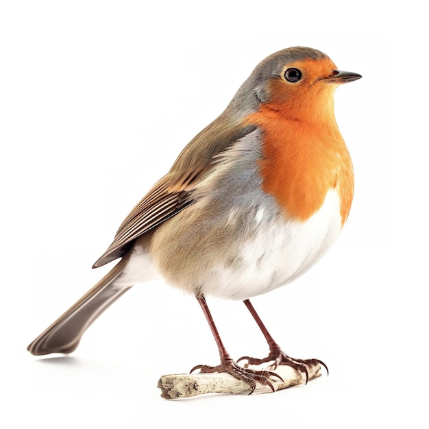 A bird with orange and white feathers and a yellow eye