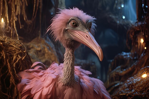 Photo a bird with a pink beak that says  ostrich