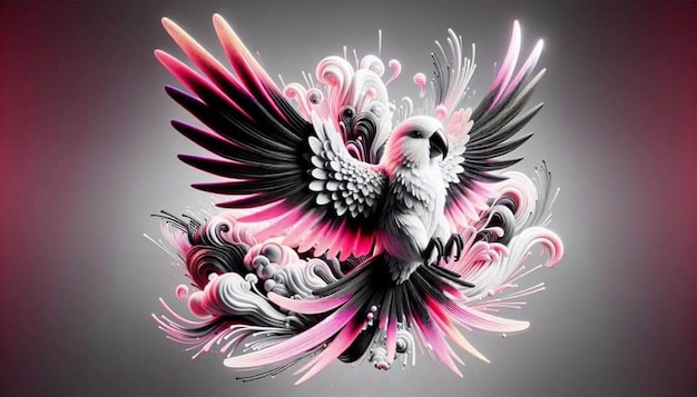 Photo a bird with a pink and black face and a white dove with pink and purple colors