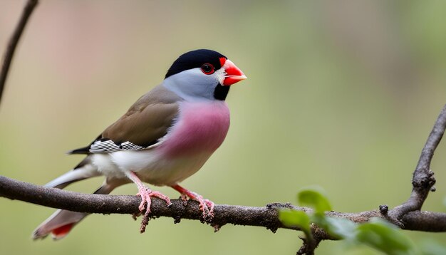 a bird with a red beak and a black beak with a red beak