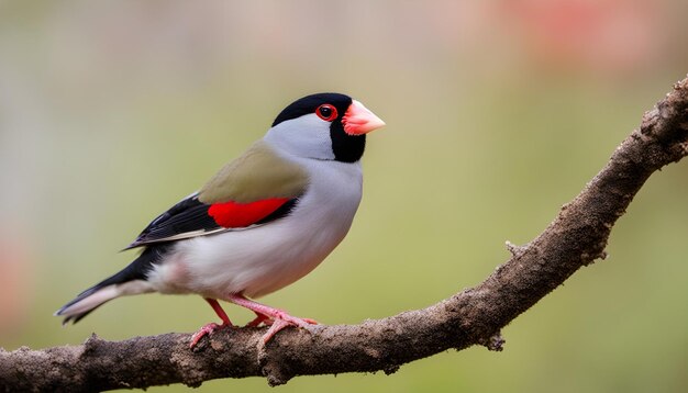 a bird with a red beak and black on its head