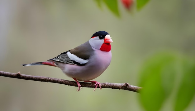 a bird with a red beak and a white beak with a red beak