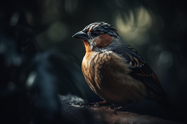 赤い胸を持つ鳥が枝に座っています。