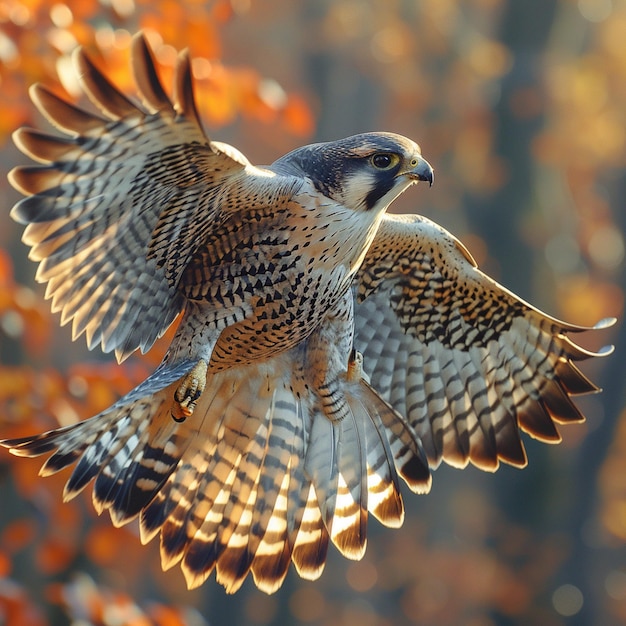 Foto un uccello con la coda rossa sta volando nell'aria