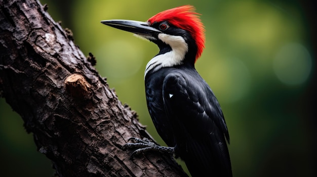 a bird with red and white head