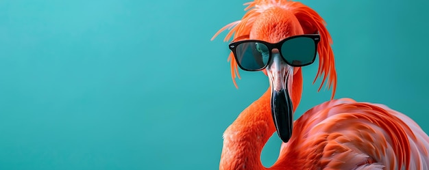 Photo a bird with sunglasses and a beak that says  flamingo