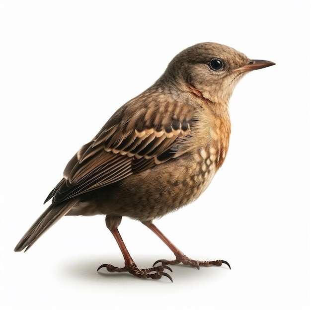 A bird with a white background and a black and brown head