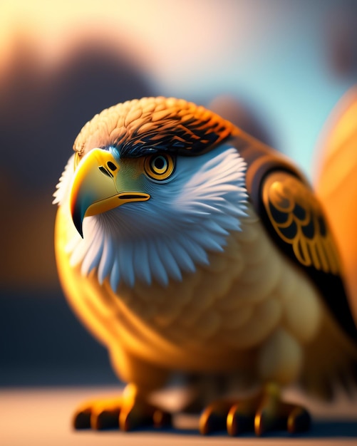 A bird with a white and gold eagle on its head