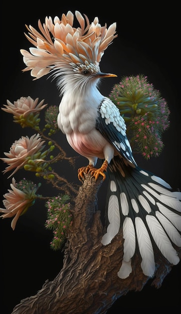 A bird with a white head and wings is sitting on a rock.