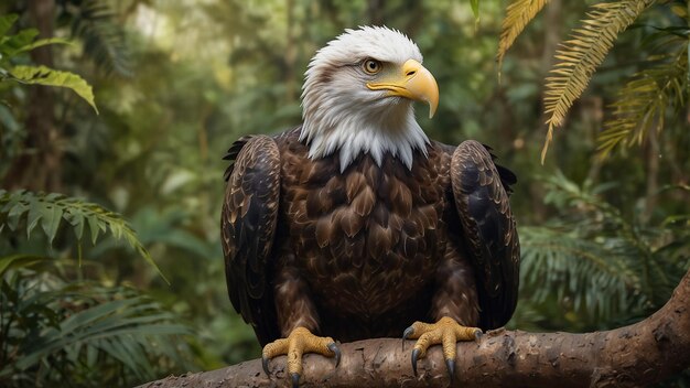 a bird with a white head and a yellow beak