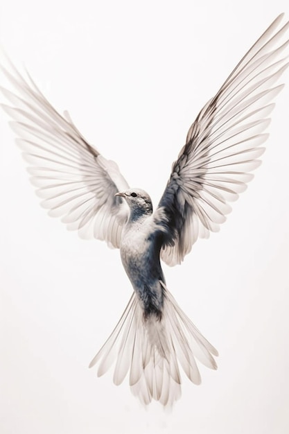 A bird with a white wing that is flying