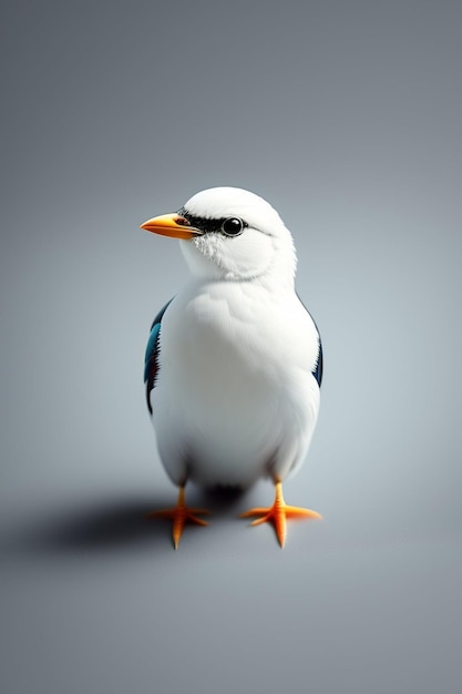 A bird with a yellow beak and black feathers