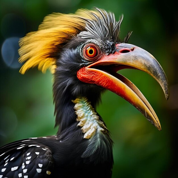 Photo a bird with a yellow beak that has a red beak