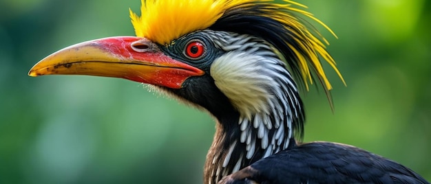 Photo a bird with a yellow and red eye and a red eye