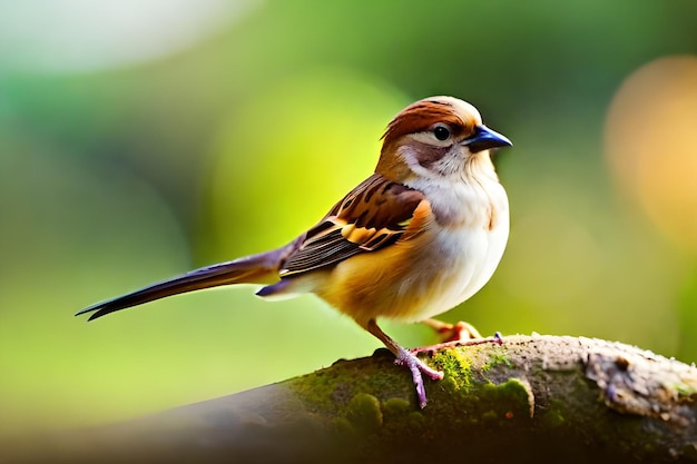 A bird with a yellow tail and a black tail sits on a branch