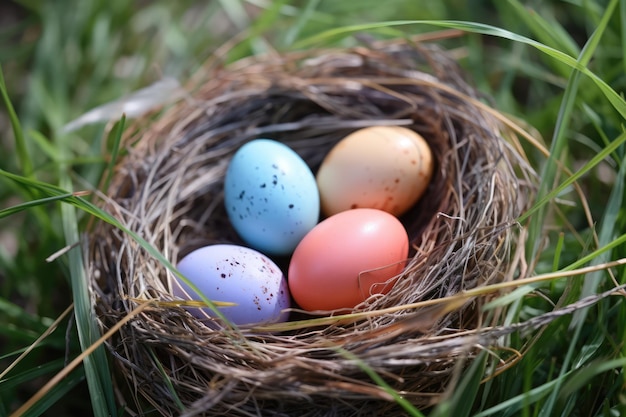 A Bird39s Nest with Blue and Pink Eggs