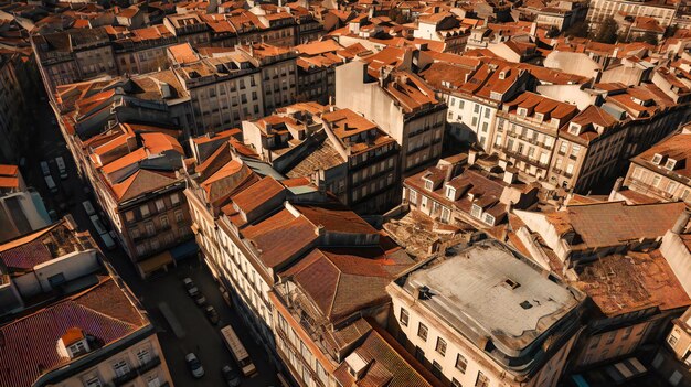 A bird39seye view capturing the architectural beauty and harmonious colors of a historic city