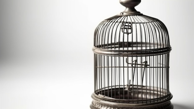 Photo birdcage sitting on white background image