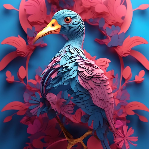 Birds 3d render abstract illustration by ai generated