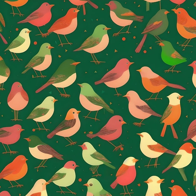 Фото Птицы абстрактный образец иллюстрация природы, изолированная на зеленой концепции