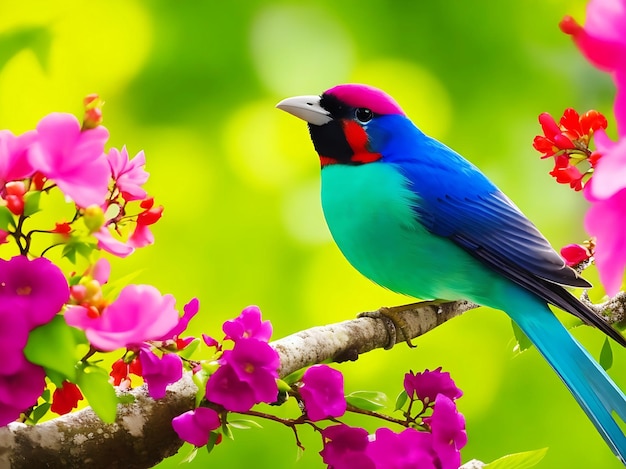 Birds on colorful nature