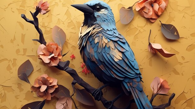 Birds Colorful Paper cut illustrations