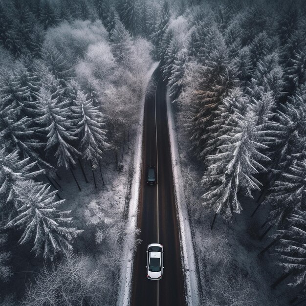 birds eye view of a Car on street