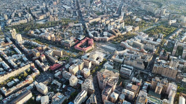 Взгляд птицы на сердце города Еревана в Армении