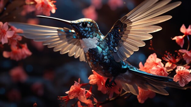 Photo birds and flowers hd 8k wallpaper stock photographic image