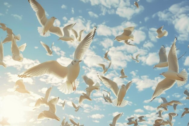 Photo birds flying in the sky