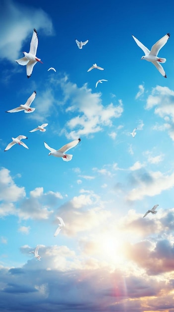 Photo birds flying in the sky