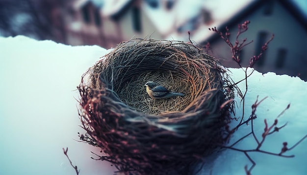 写真 鳥が屋根に巣を作る