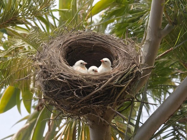 パームの木に鳥が巣を作る