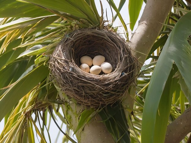 パームの木に鳥が巣を作る