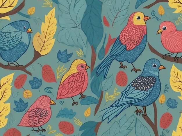 Photo birds pattern cartoon illustration