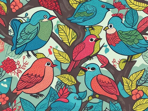 Birds Pattern cartoon illustration