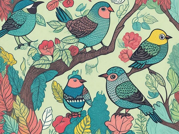 Birds Pattern cartoon illustration