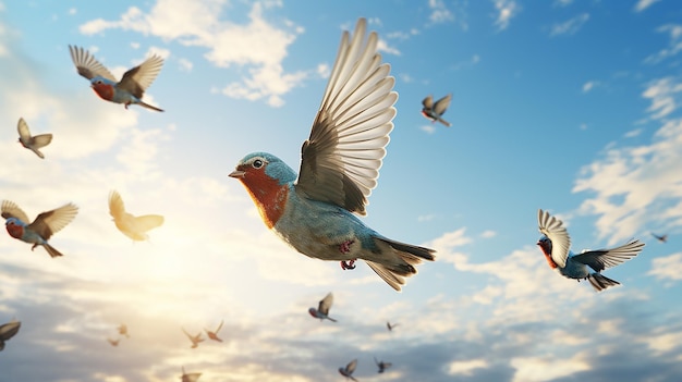 空の成長開発コンセプト上の鳥