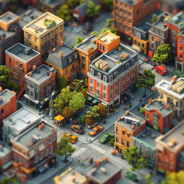 BirdsEye View of a Colorful Residential Neighborhood