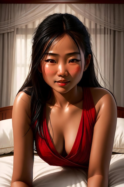 Birma Sexy Vrouw In Bed AI Generatief