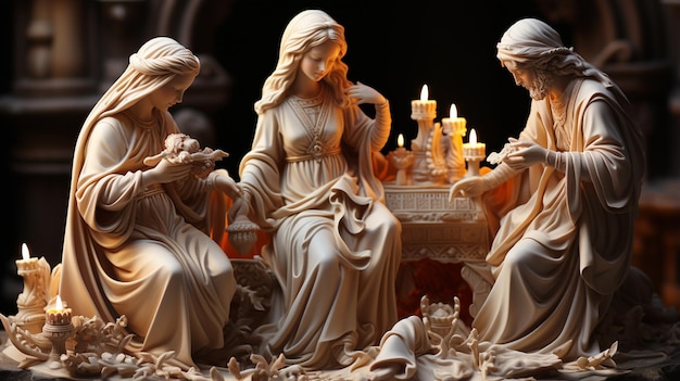 写真 イエスの誕生の手作り - ろうそくの灯り