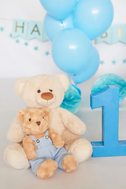 Birthday 1 year Cake Smash Decor blue color