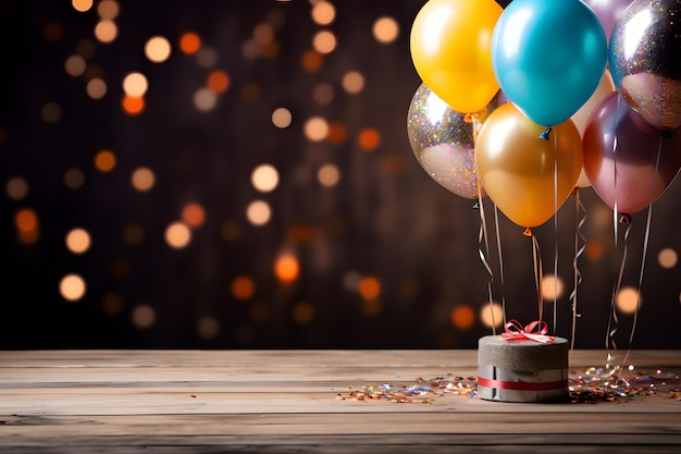 Birthday and Anniversary Party Decor Ideas with wooden table foreground