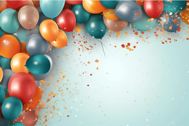 Birthday background with balloons and confetti birthday card or invitation design