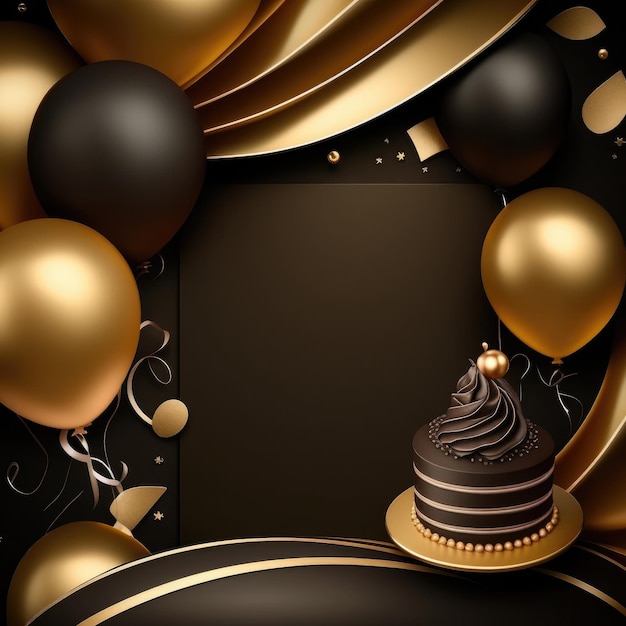 Photo birthday background with balloons illustration ai generative
