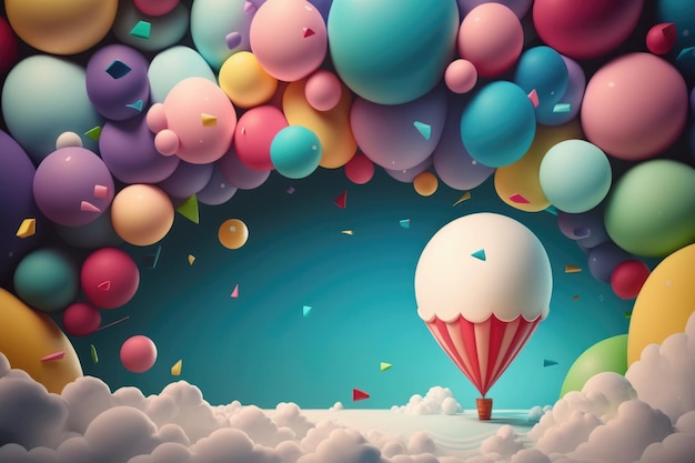 Birthday background with balloons Illustration AI Generative