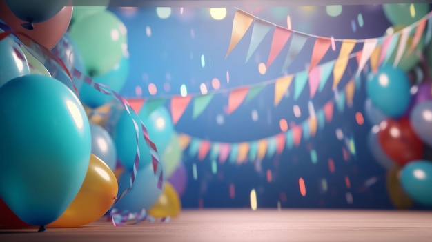 Birthday background with balloons Illustration AI GenerativexA